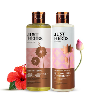 Dandruff Control Shampoo & Conditioner Kit enriched with Hibiscus, Vetiver & White Waterlily